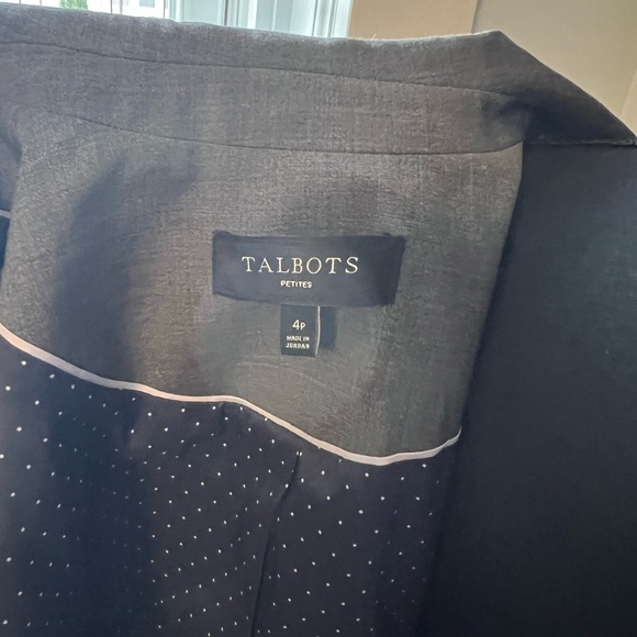 Talbots blazer gray 2 button front faux pockets lined vintage style preppy SZ 4P - Picture 8 of 10
